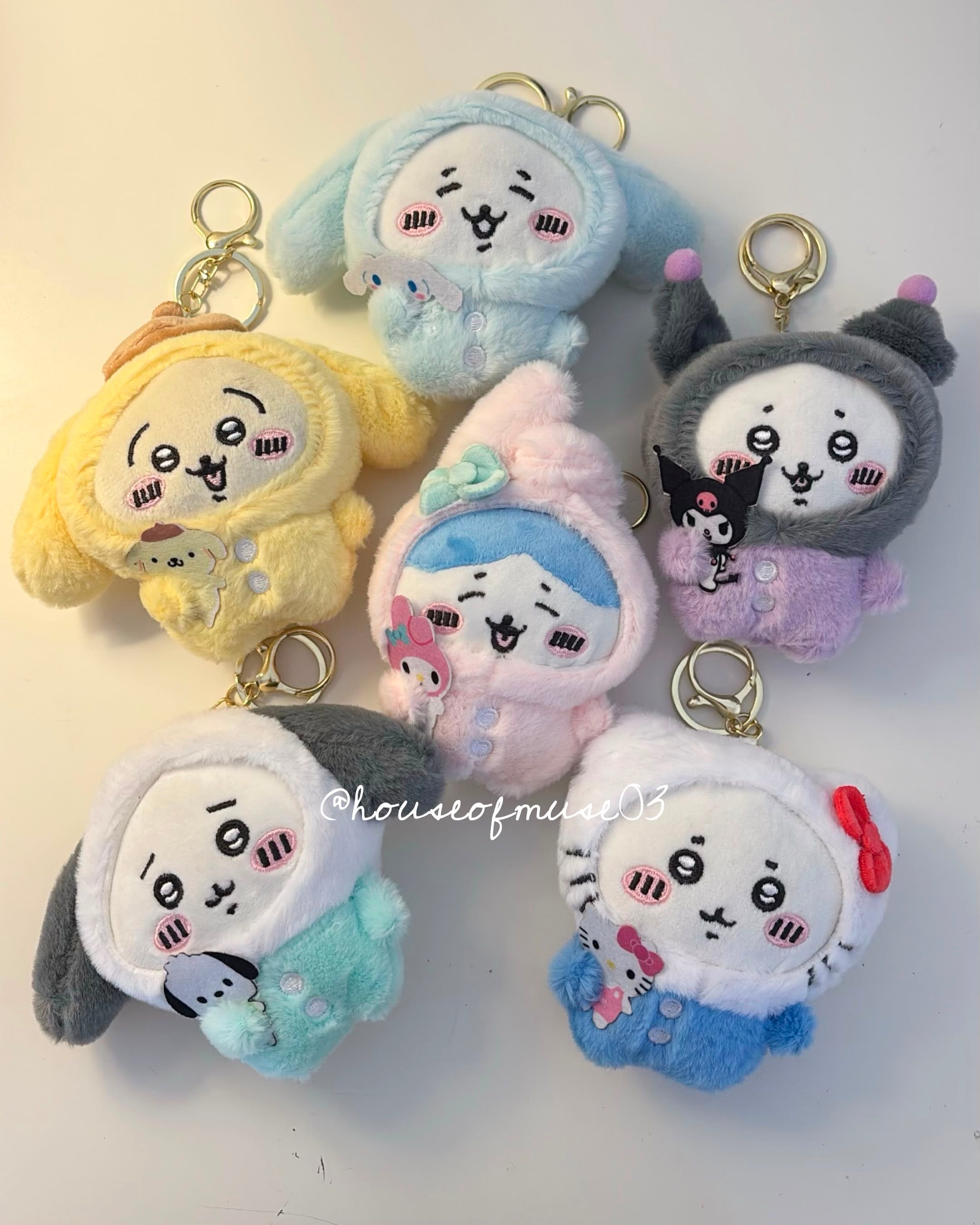 Chiikawa X Sanrio Plushie Keychain